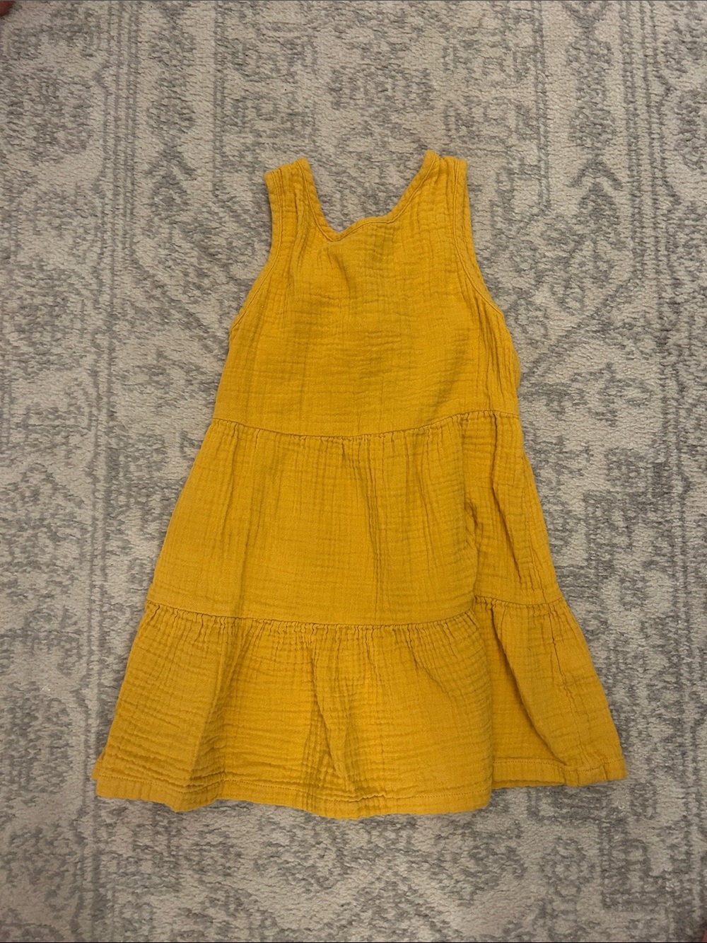 Cat & Jack Girls' Mustard Tiered Sleeveless Dress
